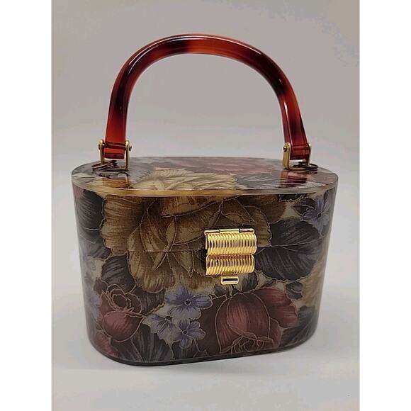 KMQ Collection Box Purse Oval Purse Box Bag Floral Vintage Unique HTF - Picture 1 of 15